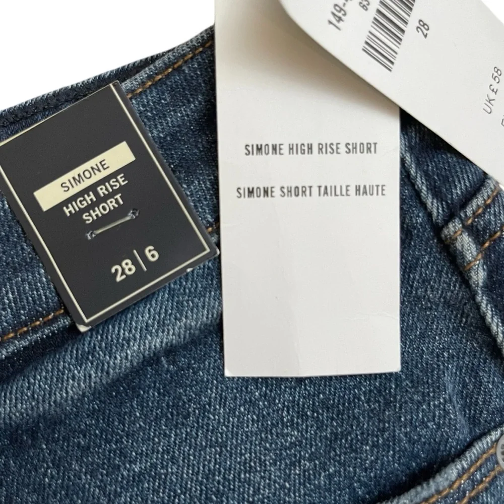 Abercrombie & Fitch Simone High‎ Rise Jean Shorts Dark Blue 28/6 NWT Distressed - Picture 7 of 7